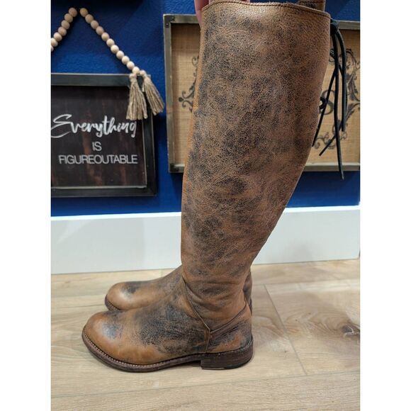 Bed Stu Manchester Tall Riding Boots Women's 9 Black Hand Washed Knee High - Picture 10 of 16